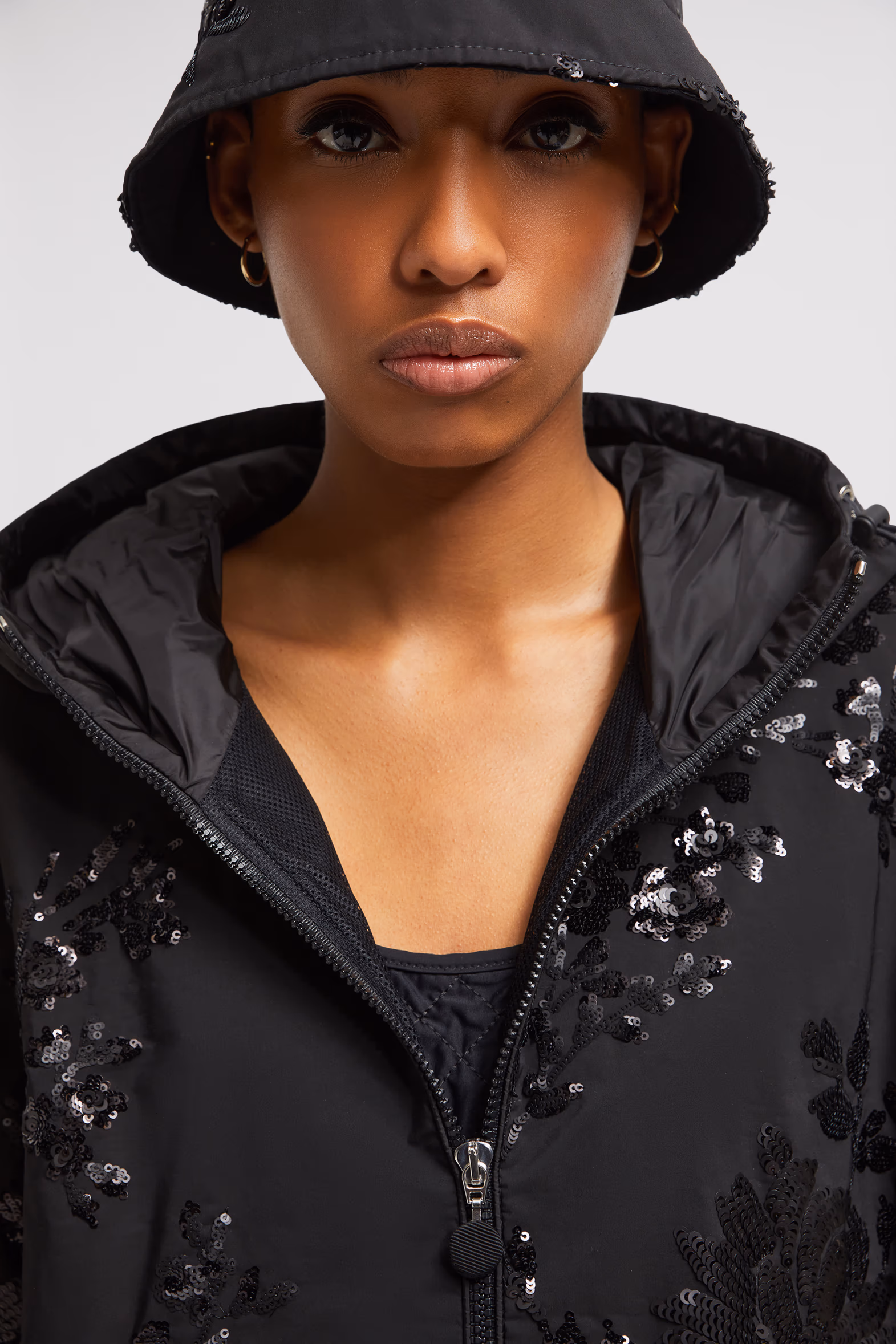 Landal Sequin-Embroidered Hooded Jacket Women Black Moncler 6
